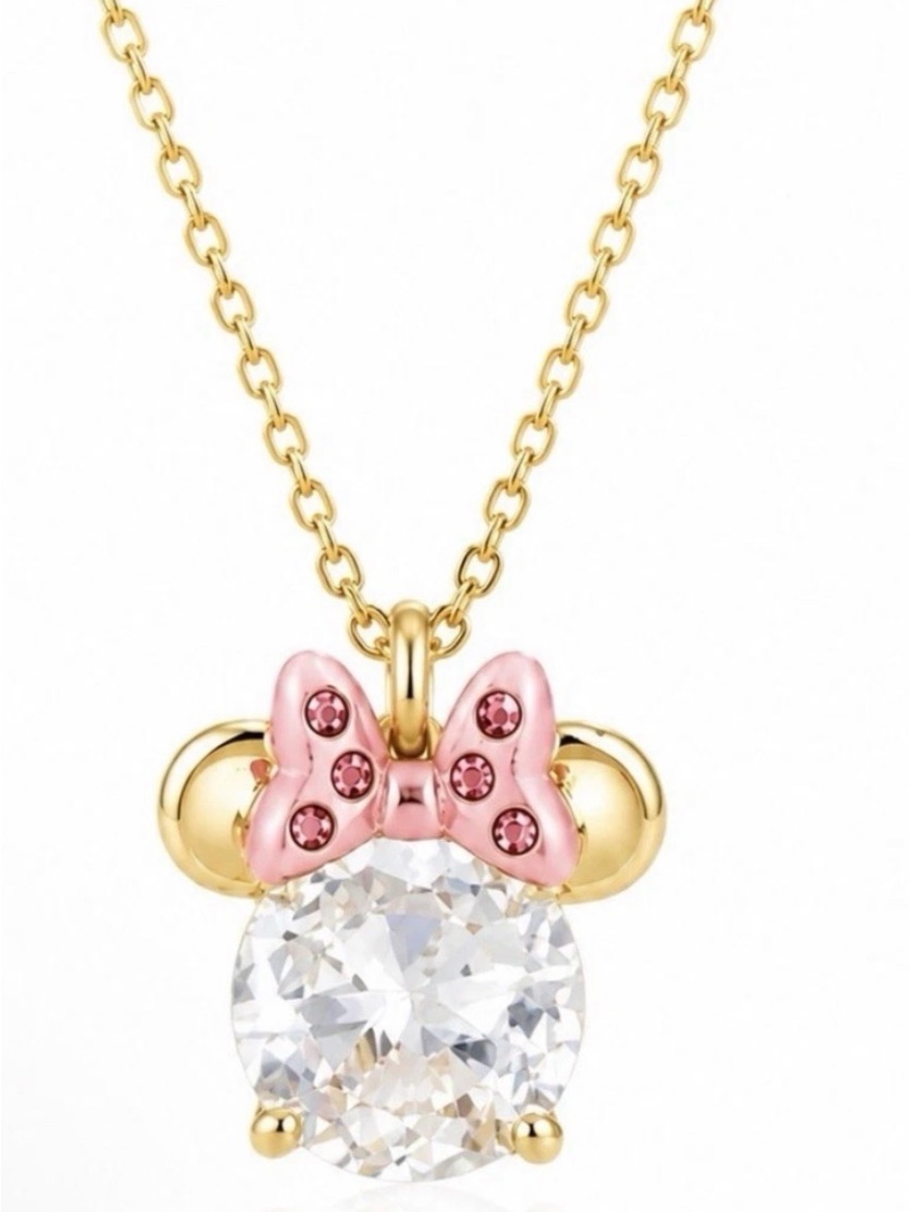 Kate Spade x Disney Gold-Tone Pink Bow Crystal Pendant Necklace - Women Jewelry